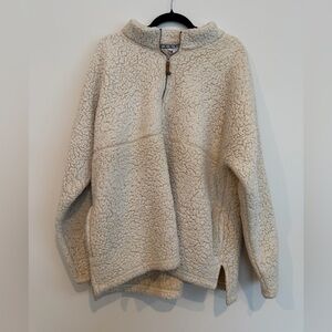Time and Tru Cream Sherpa Quarter Zip Sweater